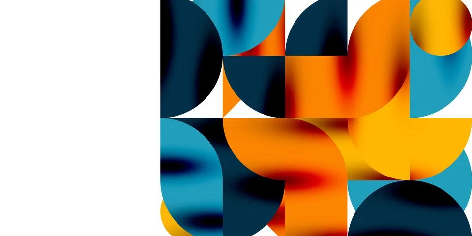 Tech minimal circular shapes geometric art. Vector modern circles Stock Illustration