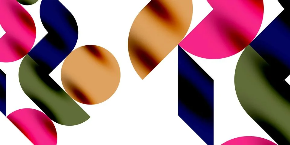 Tech minimal circular shapes geometric art. Vector modern circles Stock Illustration