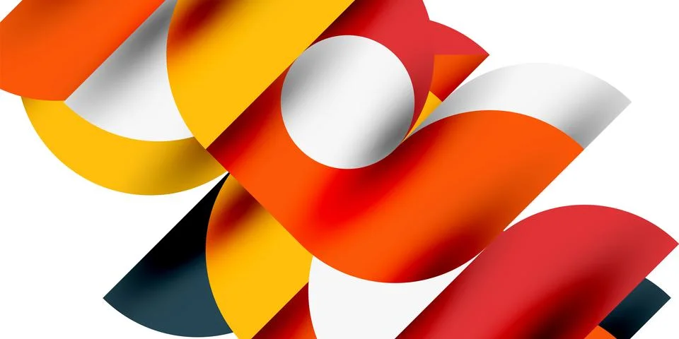 Tech minimal circular shapes geometric art. Vector modern circles Stock Illustration