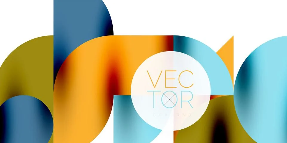 Tech minimal circular shapes geometric art. Vector modern circles Stock Illustration