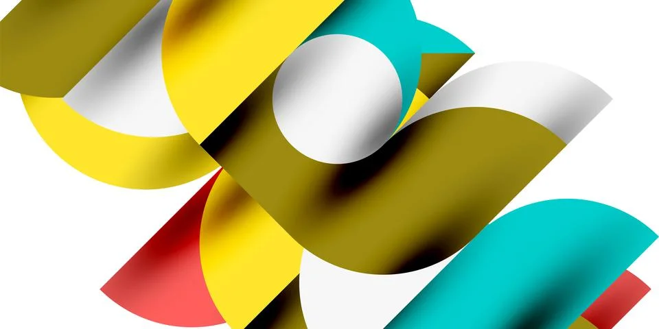 Tech minimal circular shapes geometric art. Vector modern circles Stock Illustration
