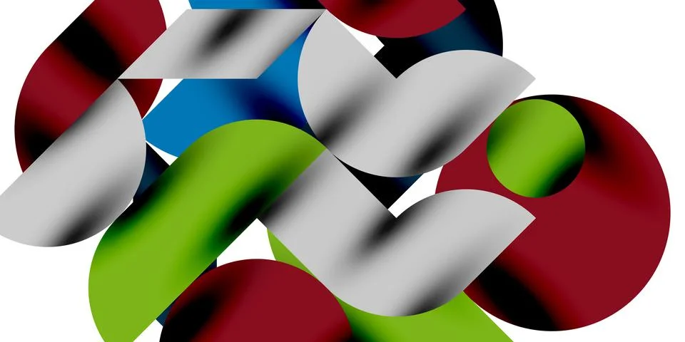 Tech minimal circular shapes geometric art. Vector modern circles Illustrazione stock