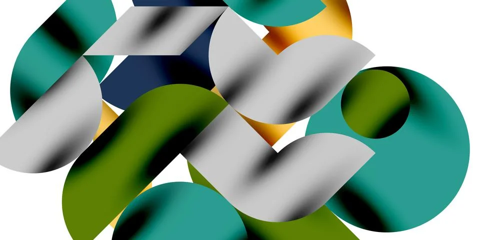 Tech minimal circular shapes geometric art. Vector modern circles Illustrazione stock