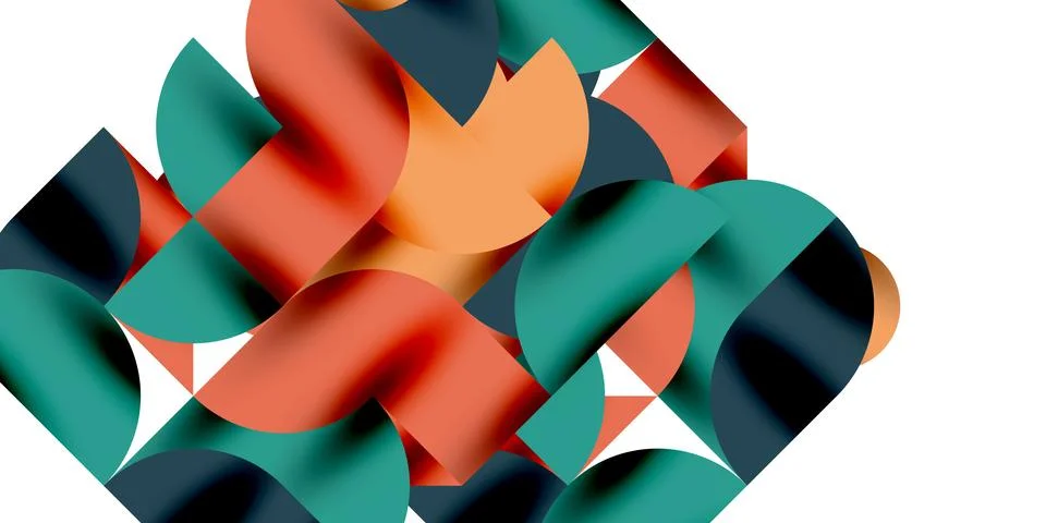 Tech minimal circular shapes geometric art. Vector modern circles Stock Illustration