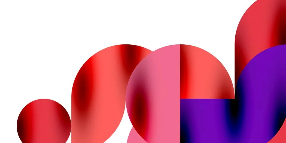 Tech minimal circular shapes geometric art. Vector modern circles Illustrazione stock
