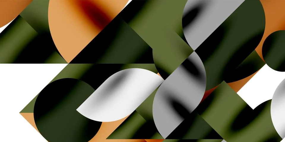 Tech minimal circular shapes geometric art. Vector modern circles Stock Illustration
