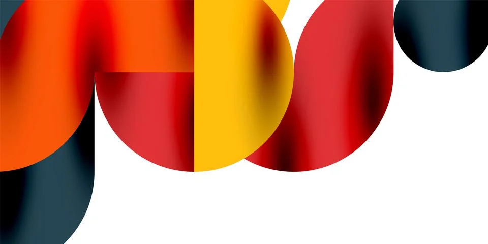 Tech minimal circular shapes geometric art. Vector modern circles Illustrazione stock