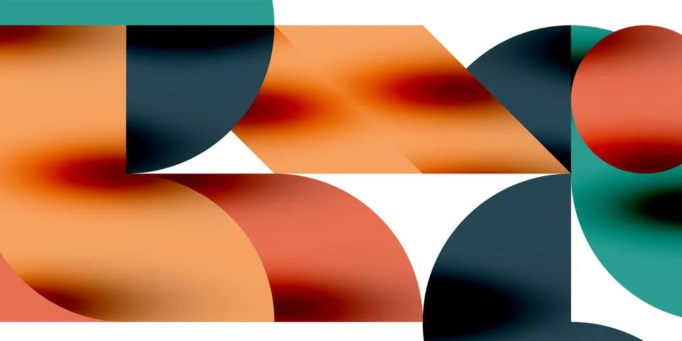 Tech minimal circular shapes geometric art. Vector modern circles 스톡 일러스트