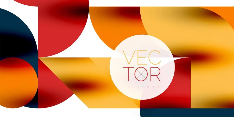 Tech minimal circular shapes geometric art. Vector modern circles Illustrazione stock