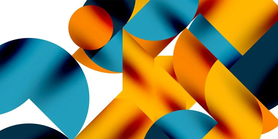 Tech minimal circular shapes geometric art. Vector modern circles Illustrazione stock
