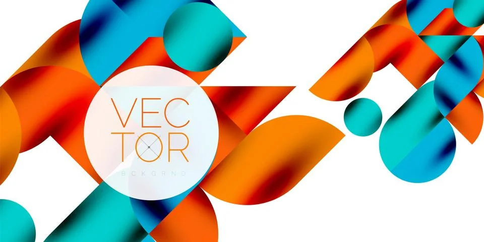 Tech minimal circular shapes geometric art. Vector modern circles Illustrazione stock