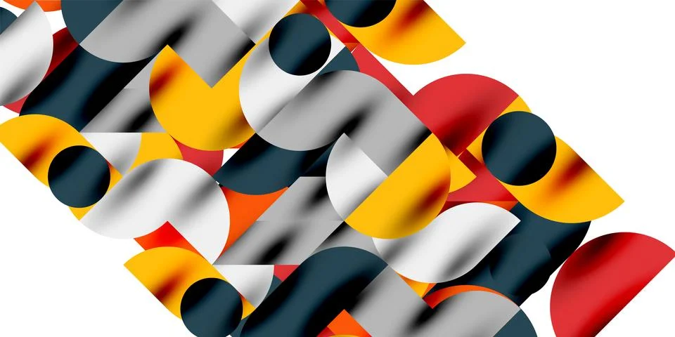 Tech minimal circular shapes geometric art. Vector modern circles 스톡 일러스트
