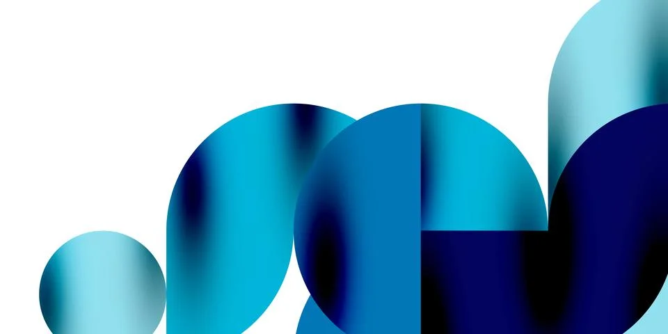 Tech minimal circular shapes geometric art. Vector modern circles Illustrazione stock