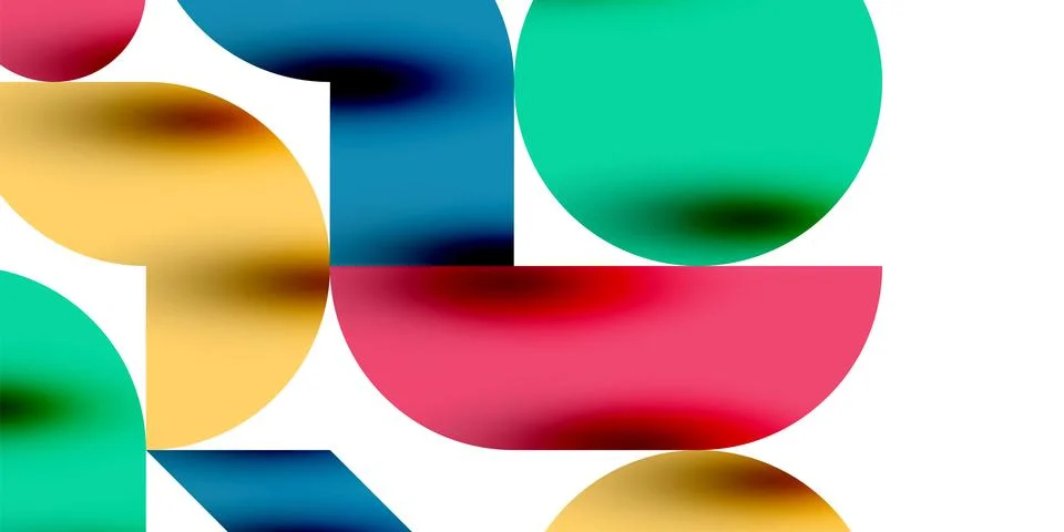 Tech minimal circular shapes geometric art. Vector modern circles Illustrazione stock