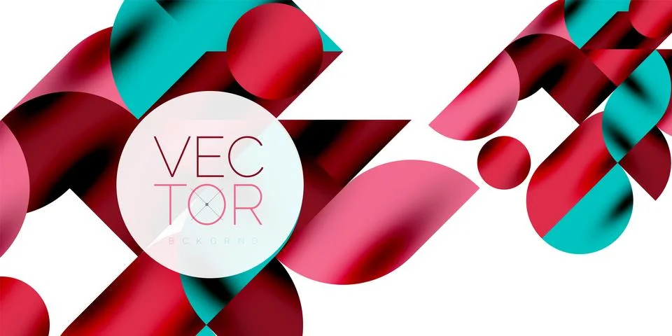 Tech minimal circular shapes geometric art. Vector modern circles Illustrazione stock