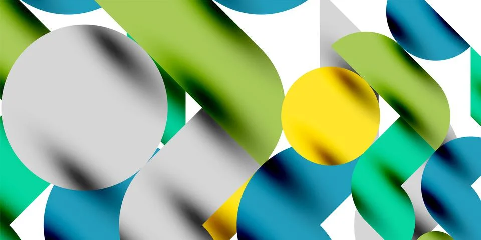 Tech minimal circular shapes geometric art. Vector modern circles Illustrazione stock