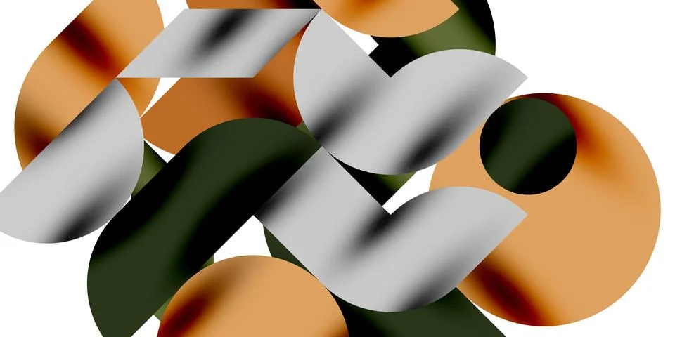 Tech minimal circular shapes geometric art. Vector modern circles Illustrazione stock