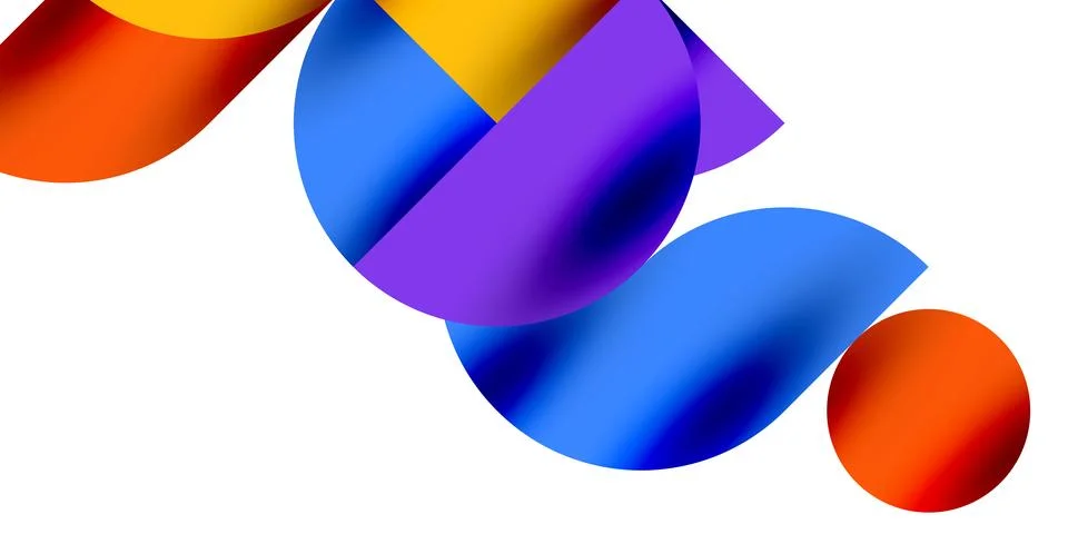 Tech minimal circular shapes geometric art. Vector modern circles Stock Illustration