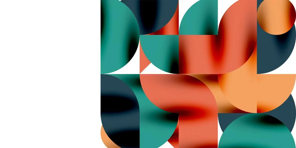 Tech minimal circular shapes geometric art. Vector modern circles Stock Illustration