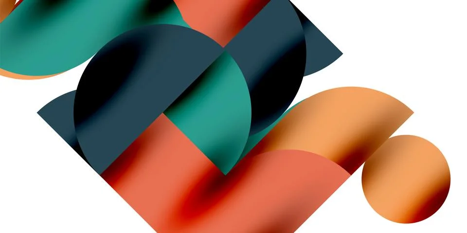 Tech minimal circular shapes geometric art. Vector modern circles Stock Illustration
