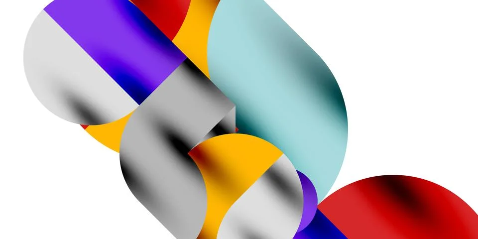 Tech minimal circular shapes geometric art. Vector modern circles Stock Illustration