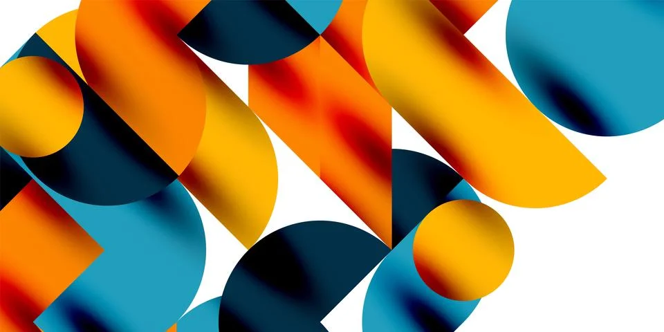 Tech minimal circular shapes geometric art. Vector modern circles Stock Illustration
