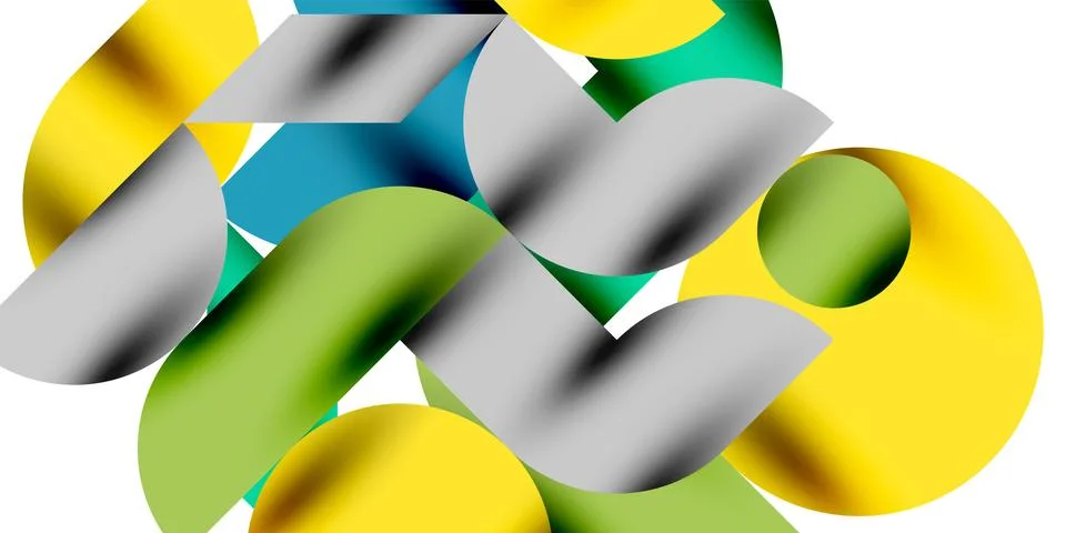 Tech minimal circular shapes geometric art. Vector modern circles Stock Illustration