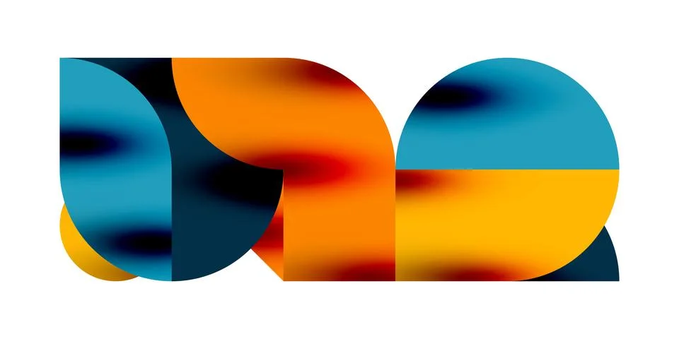 Tech minimal circular shapes geometric art. Vector modern circles Stock Illustration
