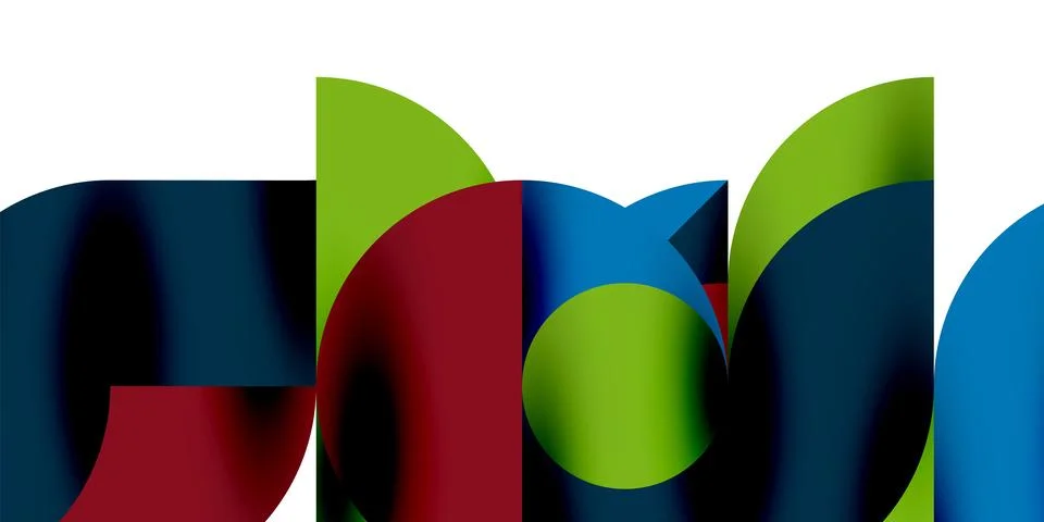 Tech minimal circular shapes geometric art. Vector modern circles Stock Illustration