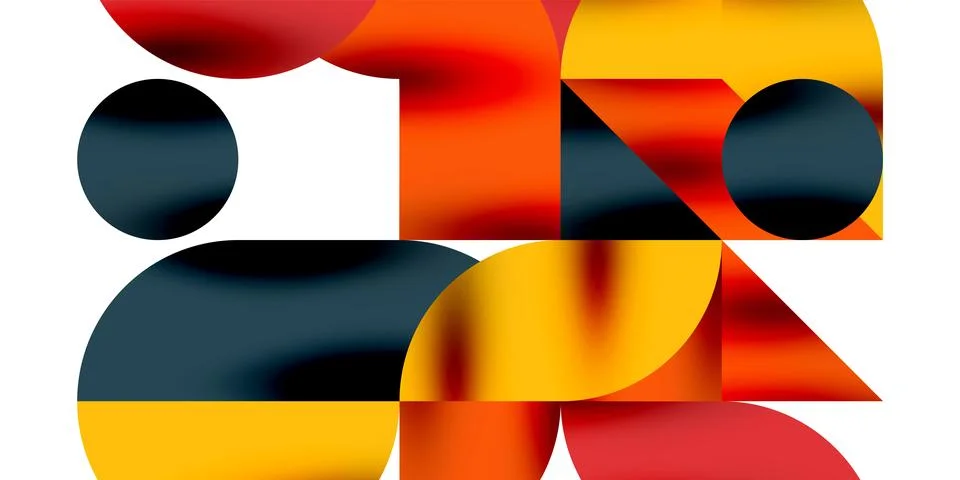 Tech minimal circular shapes geometric art. Vector modern circles 스톡 일러스트