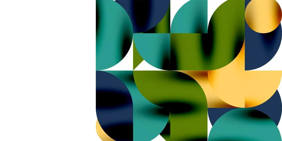 Tech minimal circular shapes geometric art. Vector modern circles Stock Illustration