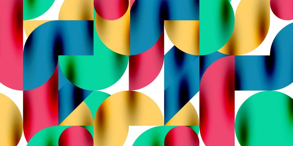 Tech minimal circular shapes geometric art. Vector modern circles Stock Illustration