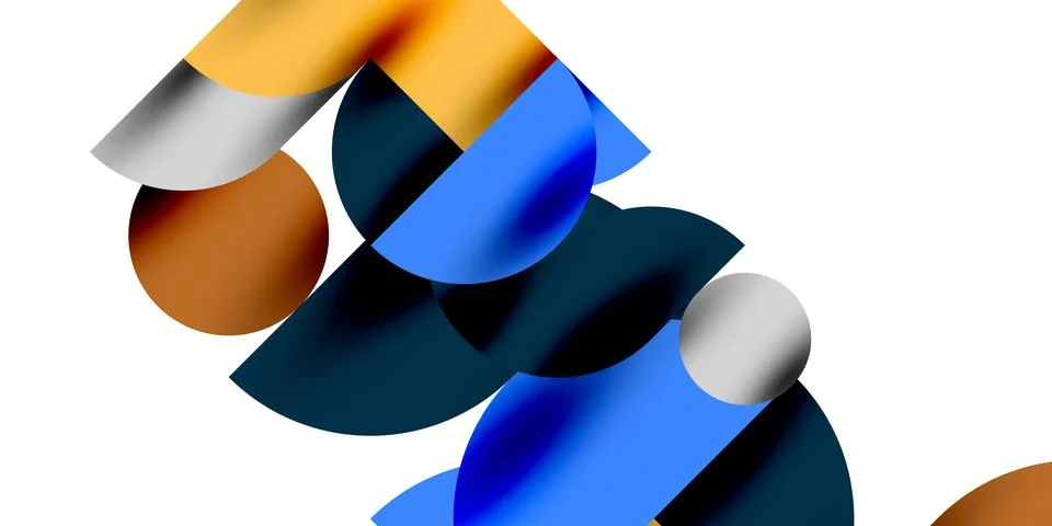 Tech minimal circular shapes geometric art. Vector modern circles Stockillustratie