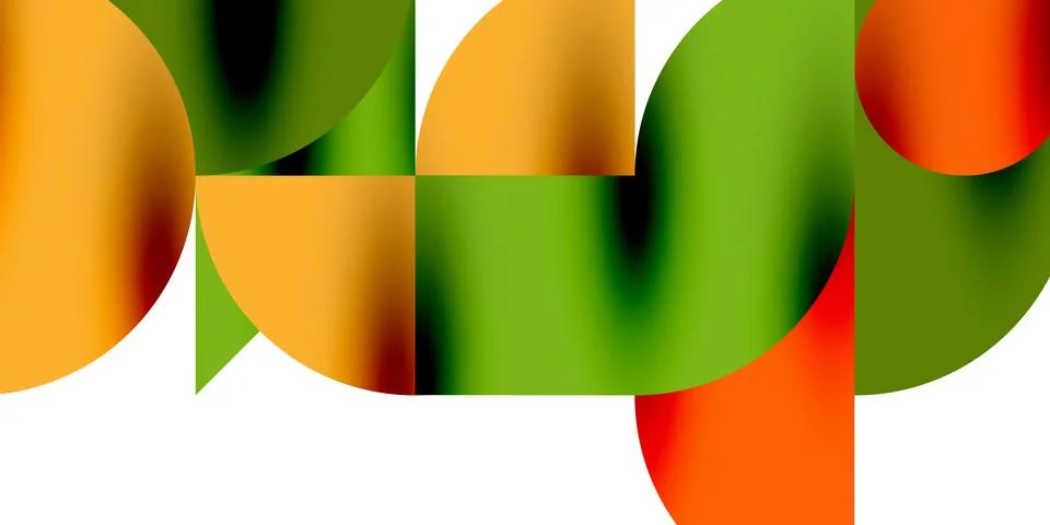 Tech minimal circular shapes geometric art. Vector modern circles Illustrazione stock