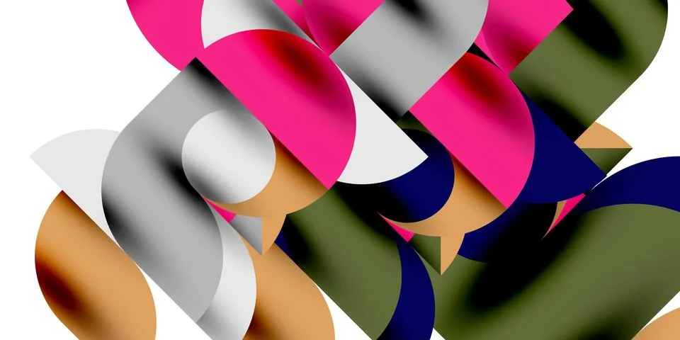 Tech minimal circular shapes geometric art. Vector modern circles Illustrazione stock