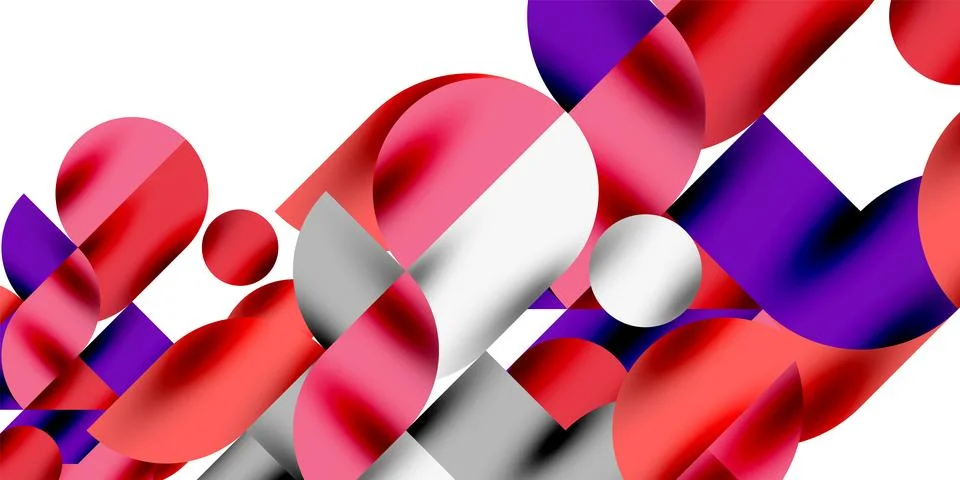Tech minimal circular shapes geometric art. Vector modern circles Stock Illustration