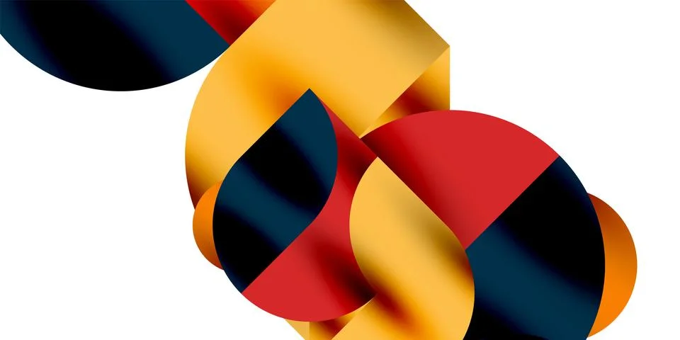 Tech minimal circular shapes geometric art. Vector modern circles Illustrazione stock