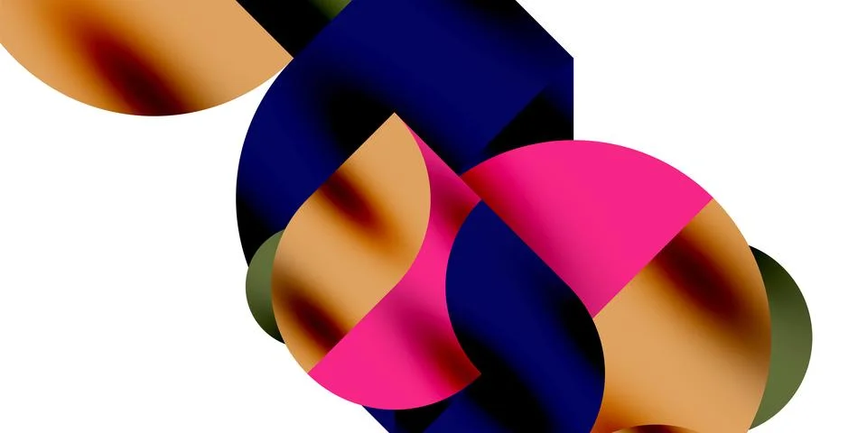 Tech minimal circular shapes geometric art. Vector modern circles Stock Illustration