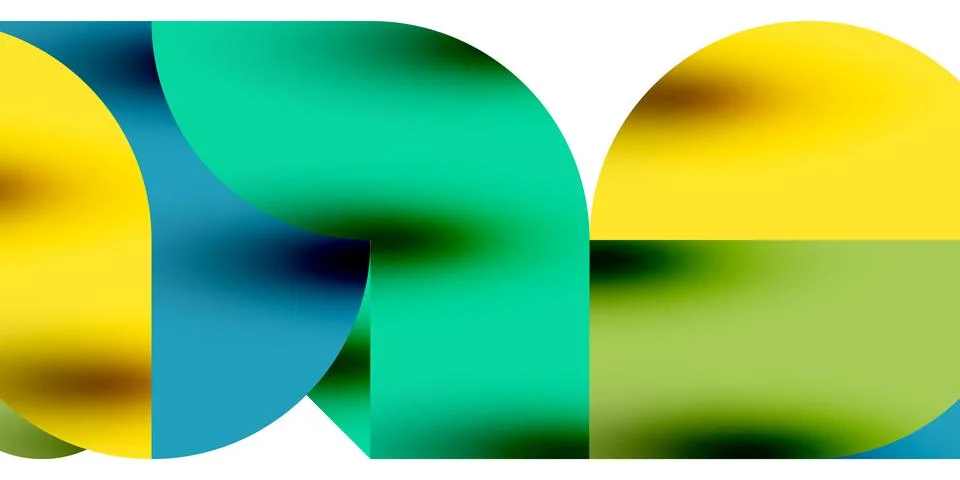 Tech minimal circular shapes geometric art. Vector modern circles Illustrazione stock