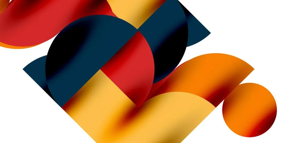 Tech minimal circular shapes geometric art. Vector modern circles 스톡 일러스트