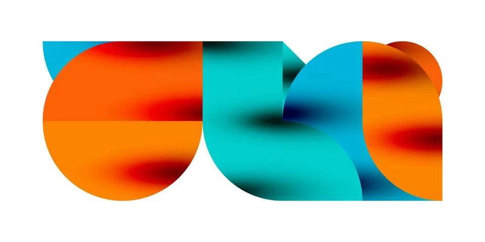 Tech minimal circular shapes geometric art. Vector modern circles Illustrazione stock
