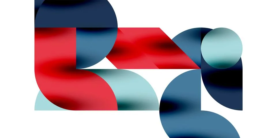 Tech minimal circular shapes geometric art. Vector modern circles Illustrazione stock