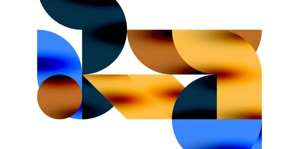 Tech minimal circular shapes geometric art. Vector modern circles Illustrazione stock