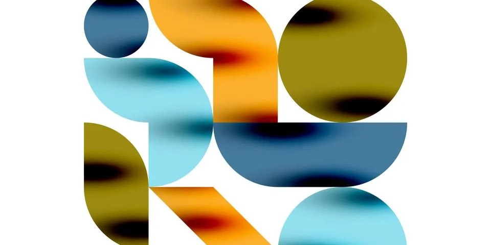 Tech minimal circular shapes geometric art. Vector modern circles Illustrazione stock
