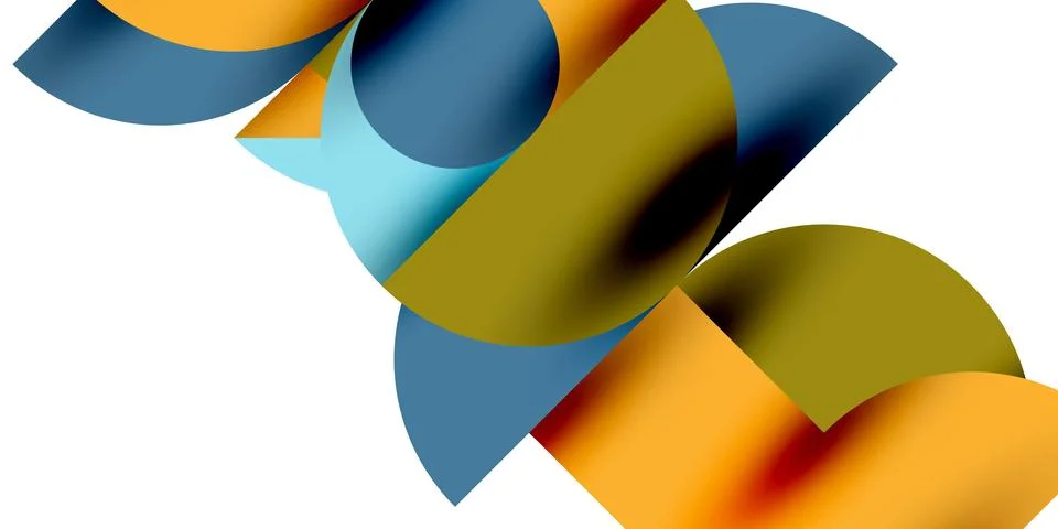 Tech minimal circular shapes geometric art. Vector modern circles Stock Illustration