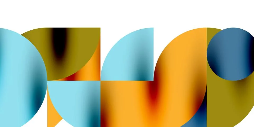 Tech minimal circular shapes geometric art. Vector modern circles Stock Illustration