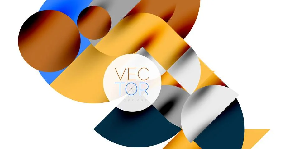 Tech minimal circular shapes geometric art. Vector modern circles 스톡 일러스트