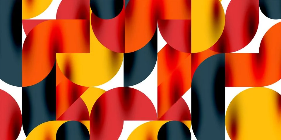 Tech minimal circular shapes geometric art. Vector modern circles Illustrazione stock