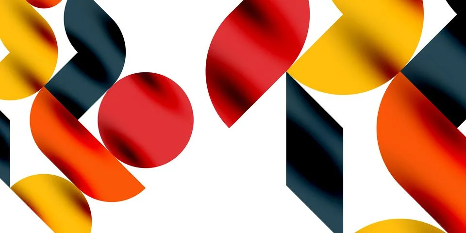 Tech minimal circular shapes geometric art. Vector modern circles Stock Illustration