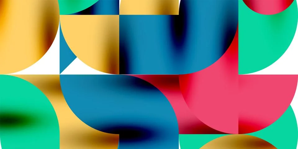 Tech minimal circular shapes geometric art. Vector modern circles Stock Illustration